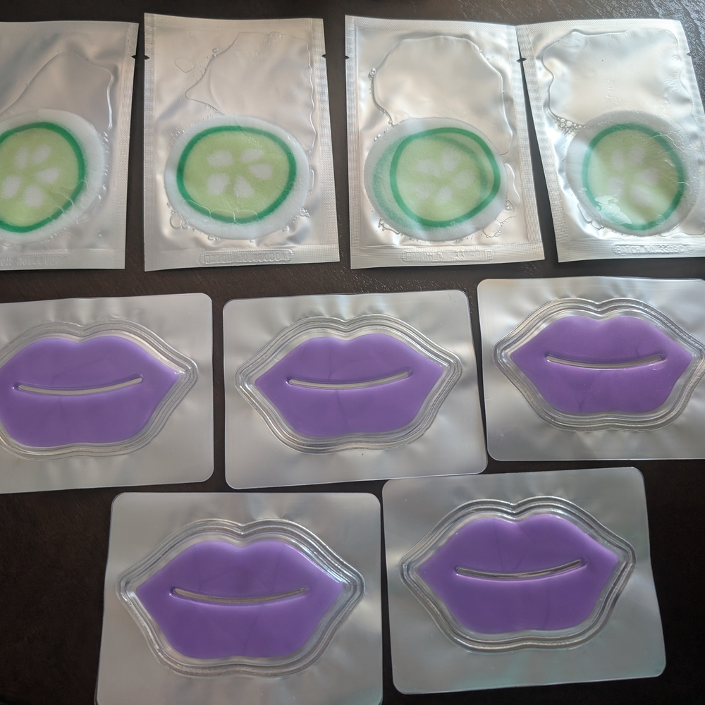 Cucumber Eye (Set Of 4) and Purple Lip Mask (Set Of 5)